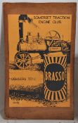 An original 1972 mounted poster for the Somerset Traction Engine club being signed to corner and
