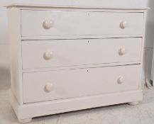 A Victorian painted pine chest of drawers. Painted and waxed in the shabby chic style having