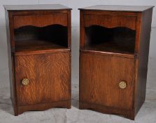 2 1930's Art Deco oak bedside cabinets. Locker doors to base with open centres and short drawers