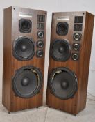 A pair of tall wooden cased Kenwood LS-P9200 4-way speaker systems