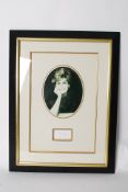 A framed and glazed photograph of Princess Diana mounted together with a facsimile signature.