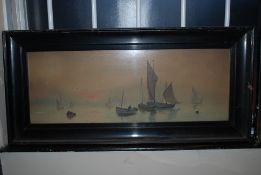 2 Victorian watercolour paintings of boat scenes being framed and glazed