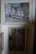 A pair of 1960's continental Spanish oil on board paintings being signed and dated to corner