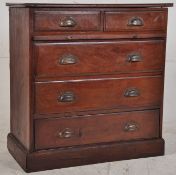 An early 20th century mahogany bachelors chest of drawers. Raised on a plinth base having 2 short