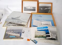 A good selection of HMS Bristol ephemera including a commissioning document, Christmas cards, framed