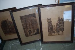 Three vintage framed engravings of views of Bristol
