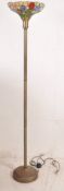 A 20th century tall floor standing Tiffany standard lamp / uplighter. The neo classical reeded