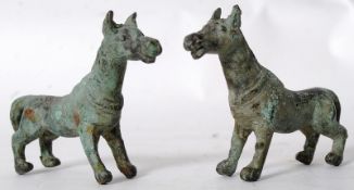 A pair of (believed) Roman horse figurines / statues in bronze metal. Each being 9cm in length with