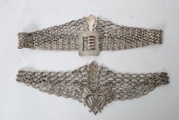 2 silver plated art nouveau style nurses chain link belts