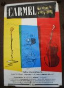 Music Memorabilia. An unframed large oversized `Carmel`  music gig / tour event poster being signed