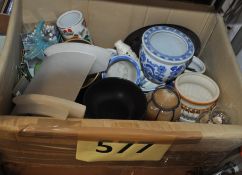 A box of china to include planter, bowls, vases and glasswares etc