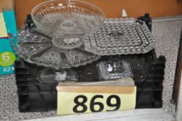 Three vintage pressed glass cake stands