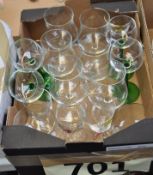 A collection of glasses to include Martini glasses. 6 wine goblets togehter with coloured stem