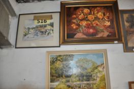 A. Caddick - Two 20th century oil paintings, one of oldland common, along with another by Rowlands