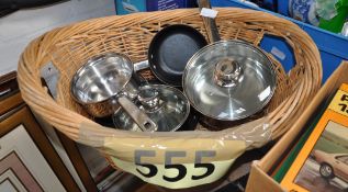 A set of Viners Stainless steel saucepans together with lids