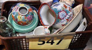 A box of ceramics to include period porcelain and china etc