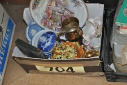 A lot to include a Poole pottery Delphis plate, Carlton ware dish, Dressing table set, two glass