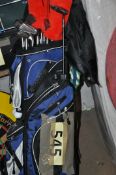 A set of golf clubs in a good Slazenger bag complete with trolley and accessories