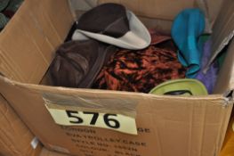 A large collection of vintage hats, one large box in quantity. Including fur hats, feather hats
