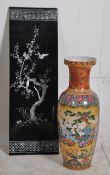 A large Chinese famille rose vase together with a wall hanging mother of pearl plaque