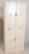 A vintage 1950`s retro original upright painted kitchen dresser cabinet. Raised on plinth base with