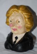 A cast metal figure of politician / prime minister Margaret Thatcher, in the Spitting Image puppet