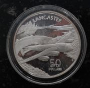 A Republic of the Marshall islands 1991 Lancaster $50 silver proof coin.
