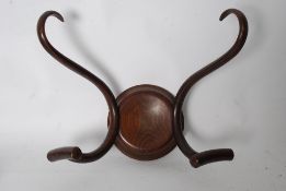 Early 20th century Thonet style French bentwood wall mounted walnut coat / hat stand hooks