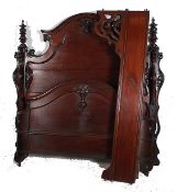 A good 19th century Victorian gothic revival mahogany double bed. The headboard having pierced