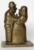 A Russian Bronze statue figure of a husband and wife, being hollowcast.