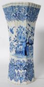 An 18th century (1701-1722) blue and white Dutch delft vase, by Pieter Kocx, fluted ribbed design