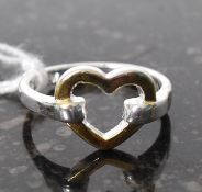 Silver and gold plated heart ring stamped 925