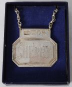 Silver sherry lable SHERRY hallmarked London,1960 John Harvey and Sons. Inscription to reverse To