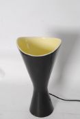 1950`s Italian ceramic two tone lamp uplighter light rewired with twisted cable cord