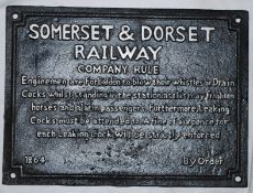 A vintage style hand painted cast metal Somerset & Dorset railway sign `Company Rule.` Each raised