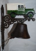 A 20th century cast metal door bell in the form of a land rover