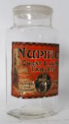 Original large chemists jar. War time Nupines Chest and Lung Tablets. Original label and frosted