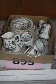 A mixed lot of items to include Indian Tree pattern plates, cups, milk jug and other bits.