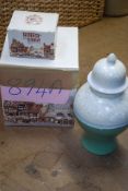 Two boxed Lilliput Lane cottages along with a Portmerion vase with lid