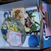 A mixed lot to include frog figurine, Royal Doulton plates and other items