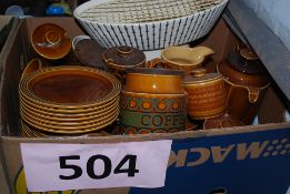 A collection of Hornsea Bronte range, coffee pot cups, storage jars etc