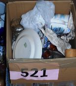 A box of assorted items to include Dambusters tankard, RAF glass tankard, assorted other items etc