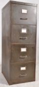 An original 1940`s sheet metal original 4 drawer ofice filing cabinet. The upright body painted