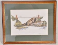 A framed and glazed limited edition print of Clifton Suspension bridge no 84 of 500 Signed by Zoe