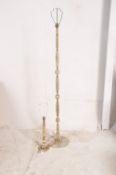An onyx and brass gilt standard lamp H150cm, along with an onyx and brass gilt table lamp.