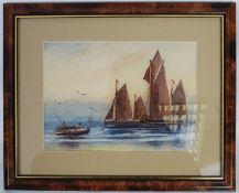 An early 20th century English 20th century framed and glazed watercolour of sailing boats signed to