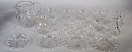 A large quantity of 20th century crystal glasses, each with the cross hatch pattern - possibly