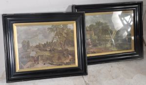 Two 20th century framed prints after master paintings, in large ebonised framed. Each measuring