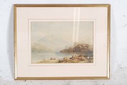 Collection of five watercolours - S Pike RBA Scottish Loch & mountain scene with figures signed and