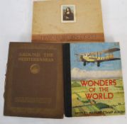 3 vintage ephemera albums to include Around The Mediterranean cigarette card album, Famous Works Of